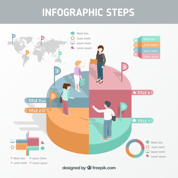 Bunte isometrische infographic schritte