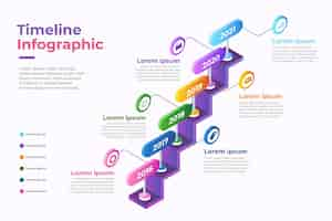 Kostenloser Vektor bunte isometrische zeitleisten-infografik