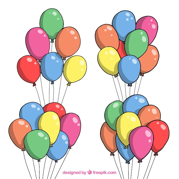 Kostenloser Vektor bunte luftballons bündeln sammlung in der 2d art