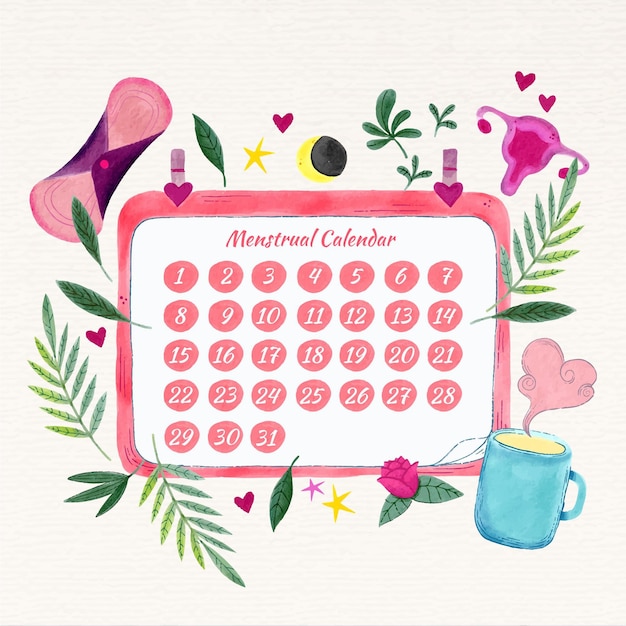 Bunte menstruationskalenderkonzeptillustration