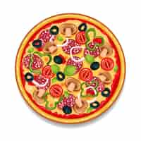 Kostenloser Vektor bunte runde leckere pizza