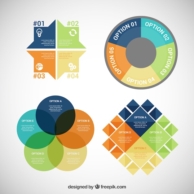 Kostenloser Vektor bunte sammlung infografik