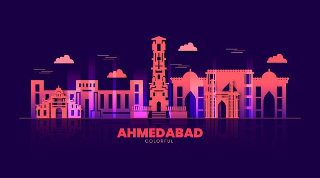 Bunte Skyline von Ahmedabad