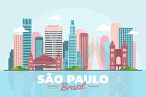 Kostenloser Vektor bunte skyline von sao paulo brasilien