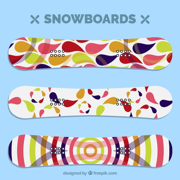 Kostenloser Vektor bunte snowboard kollektion