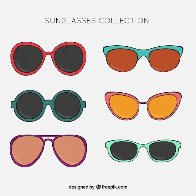 Kostenloser Vektor bunte und moderne sonnenbrillen-kollektion