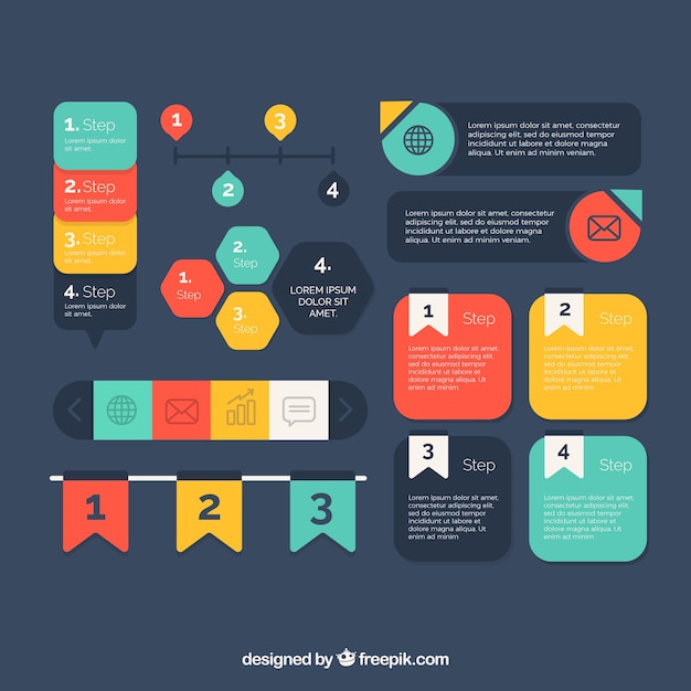 Kostenloser Vektor bunte vielfalt von infografischen elementen