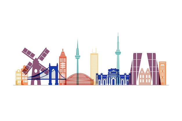 Bunte Wahrzeichen Skyline