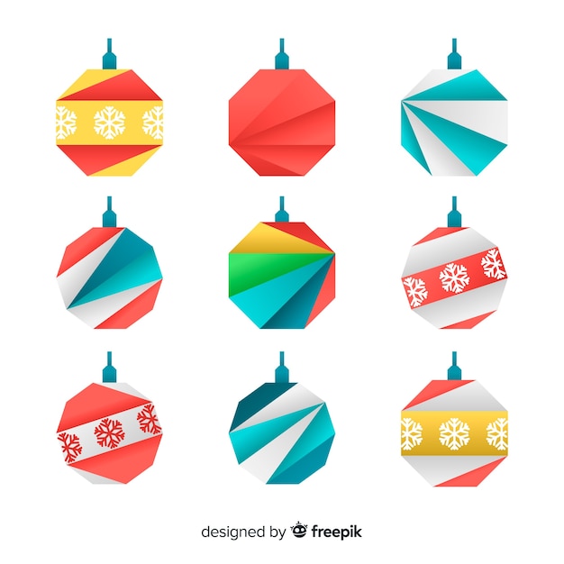 Bunte weihnachtsballsammlung mit flachem design