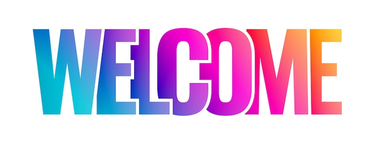 Kostenlose Vektor bunte willkommensschriften modernes banner für einladungen