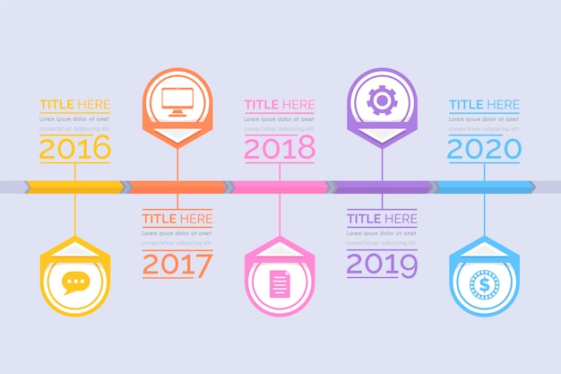 Kostenloser Vektor bunte zeitleiste infografik