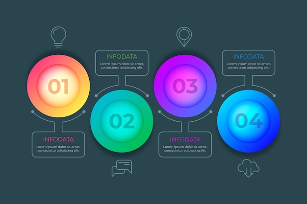 Bunte zeitleiste mit farbverlauf infografik