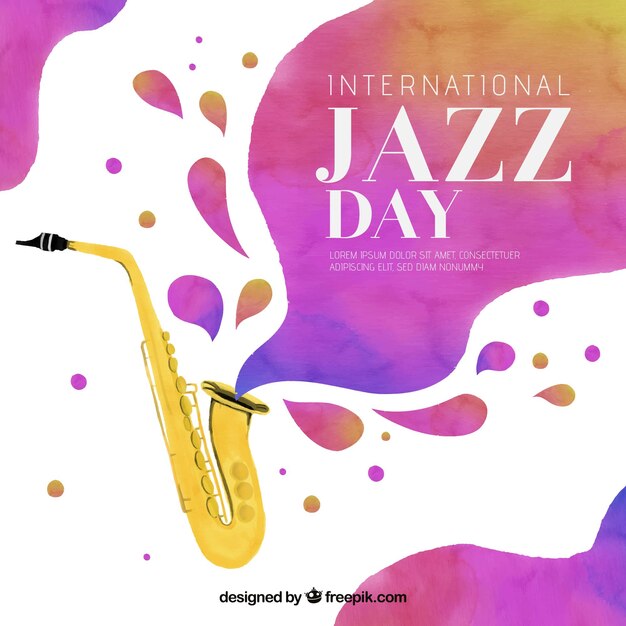 Bunter Aquarellhintergrund für internationalen Jazztag