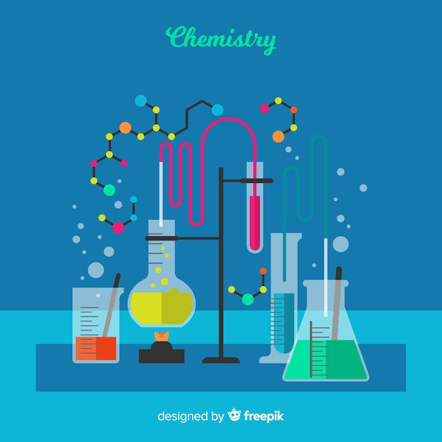 Bunter flacher chemiehintergrund