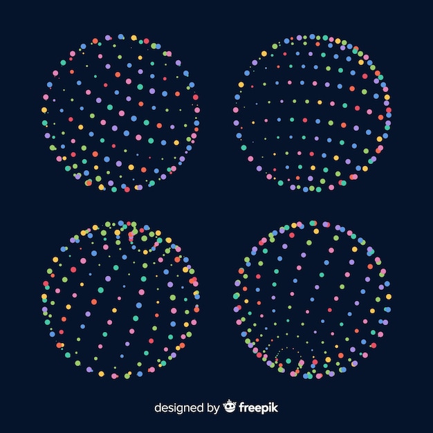 Kostenloser Vektor bunter geometrischer formsatz des partikels 3d