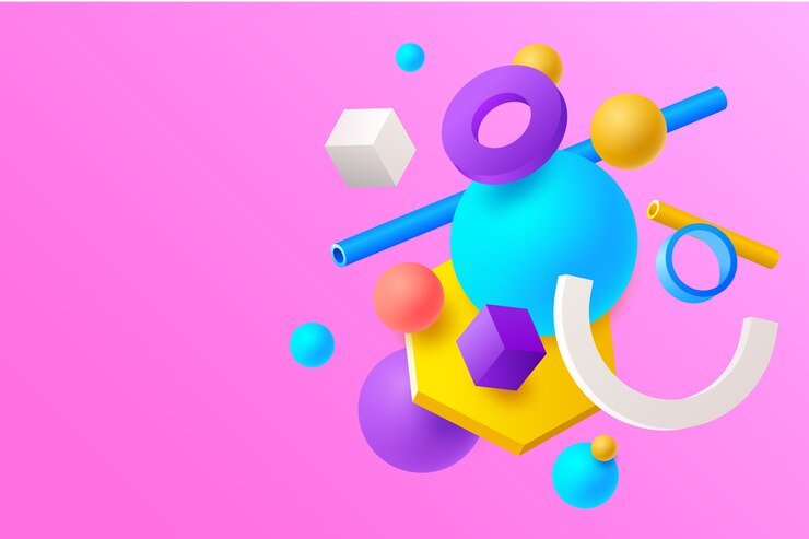 Kostenlose Vektor bunter hintergrund des 3d mit geometrischen formen