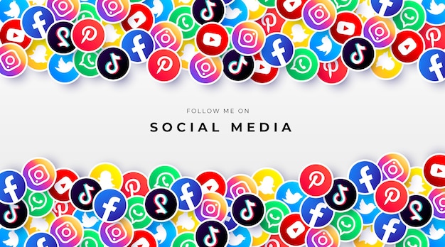 Kostenloser Vektor bunter hintergrund mit social media logos