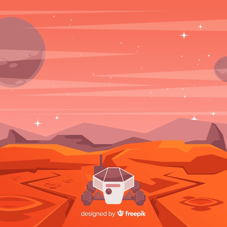 Kostenlose Vektor bunter mars-hintergrund mit flachem design