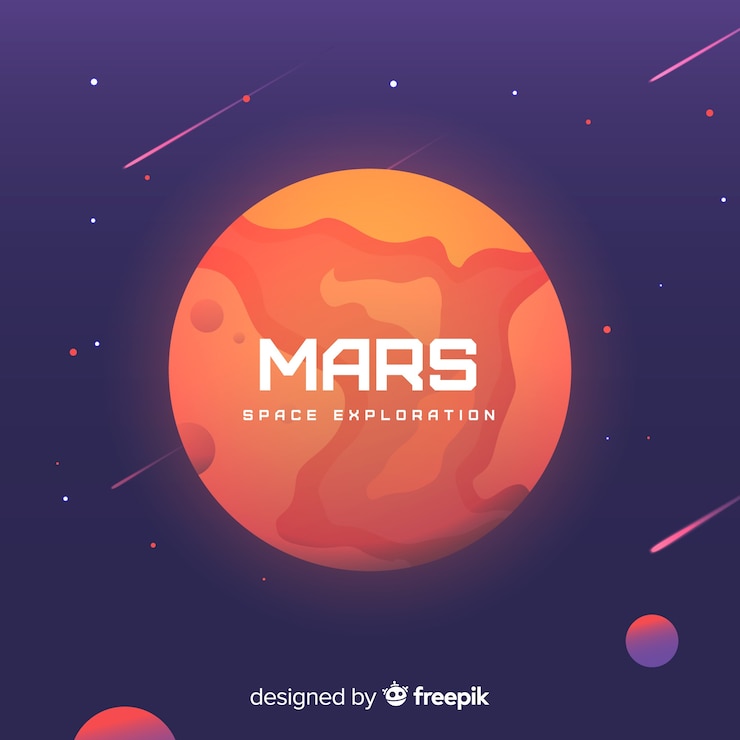 Kostenlose Vektor bunter mars-hintergrund mit flachem design