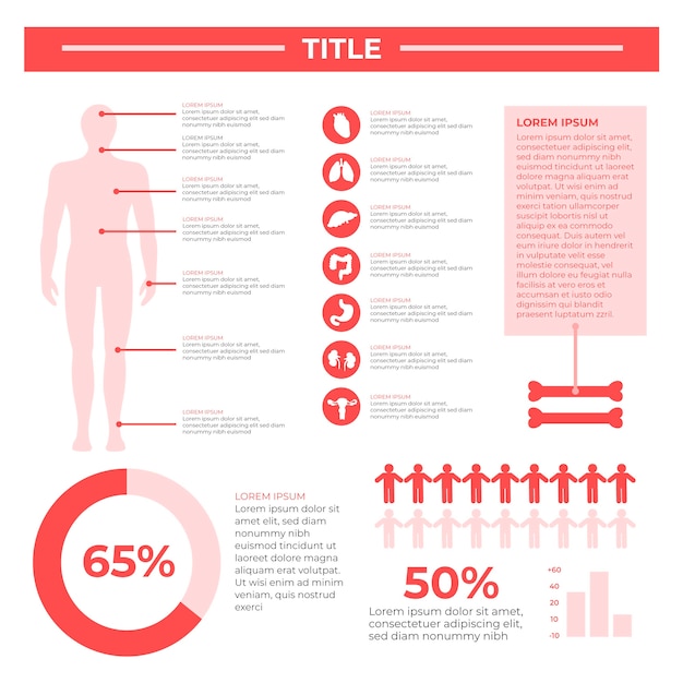 Kostenloser Vektor bunter medizinischer infographic satz