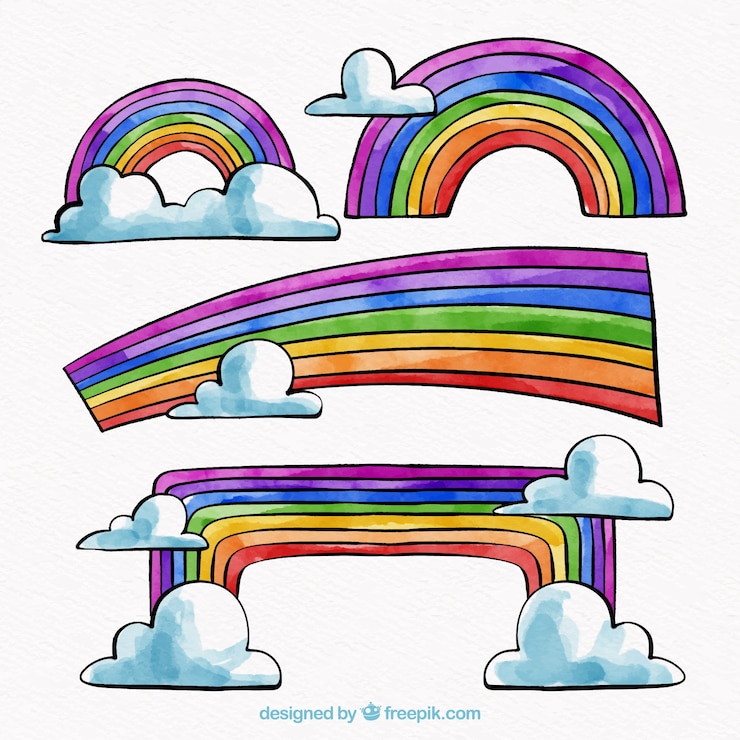 Kostenlose Vektor bunter regenbogensatz