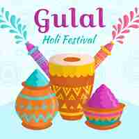 Kostenloser Vektor buntes holi gulal thema des flachen designs