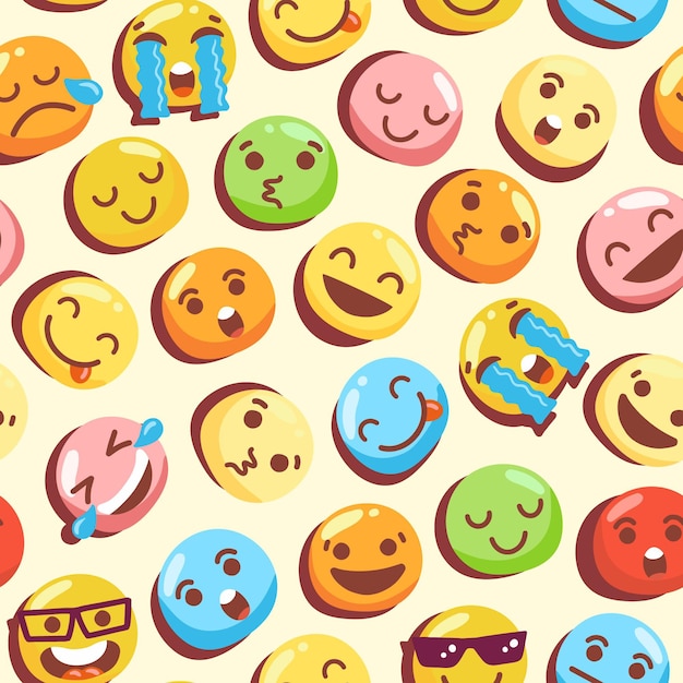 Kostenloser Vektor buntes lächeln emoticons muster