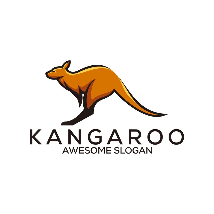 Kostenlose Vektor buntes logoillustrationsmaskottchen des kängurus