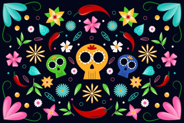 Buntes mexikanisches thema für tapete