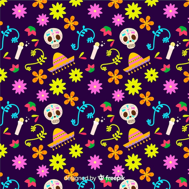Buntes Muster des Durchmessers muertos im flachen Design