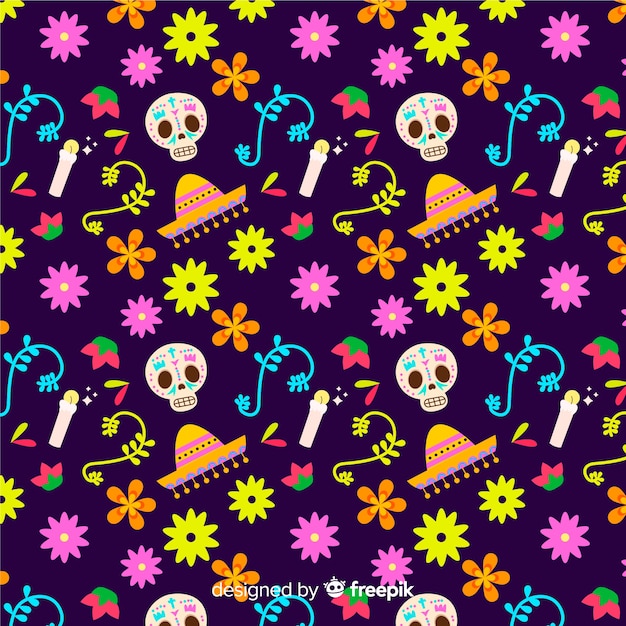 Buntes muster des durchmessers muertos im flachen design