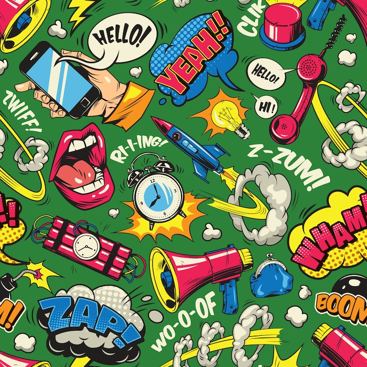 Kostenlose Vektor buntes nahtloses muster der pop-art