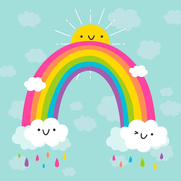 Buntes regenbogenflachdesign