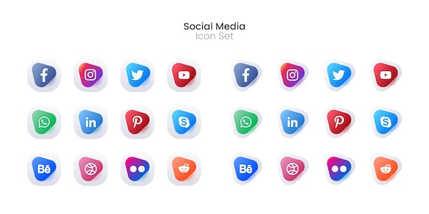 Buntes Social-Media-Icon-Set 3d oder Logo-Sammlung