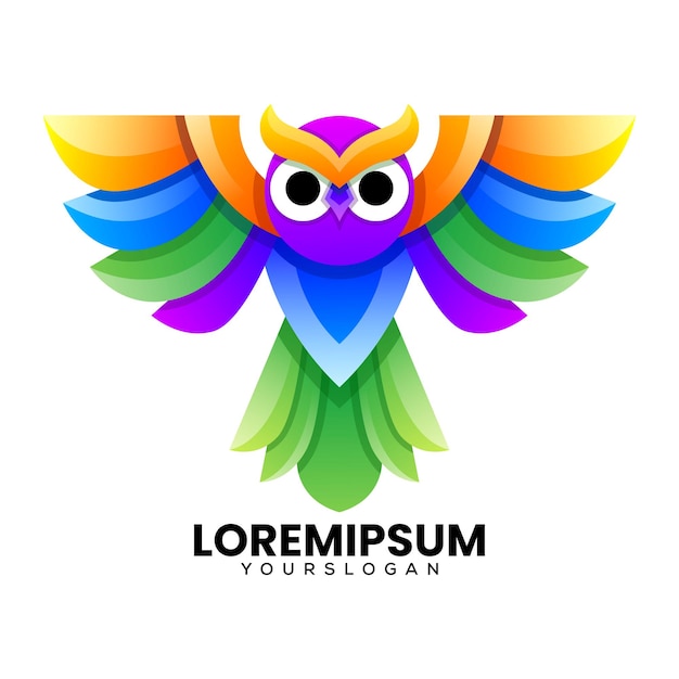 Kostenloser Vektor buntes vogel-eulen-logo-design