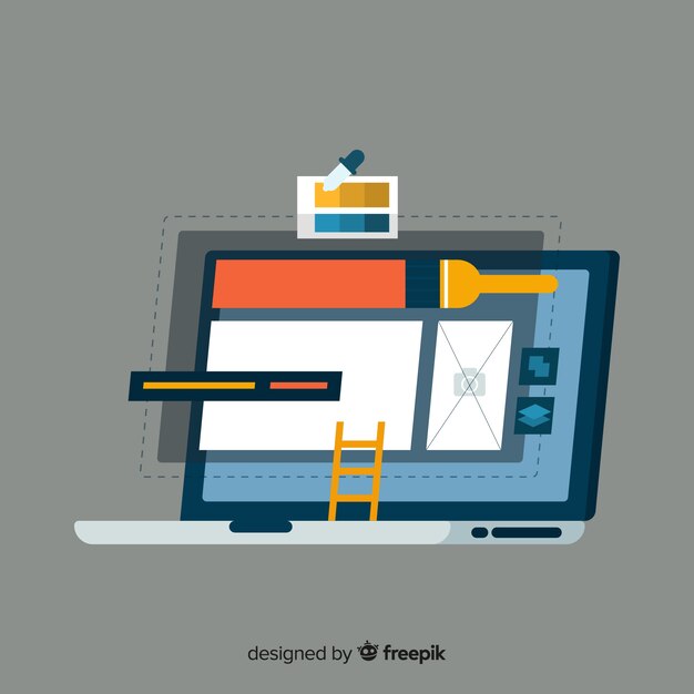 Buntes Webdesignkonzept mit flachem Design