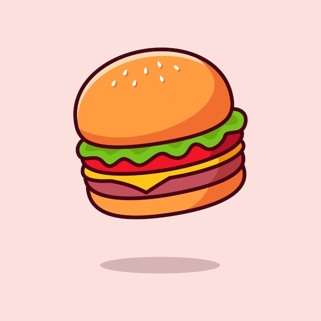 Burger Food Floating Cartoon Vector Icon Illustration Food Object Icon Isolated Flat Vector (Burger-Essen-Schwimmende Zeichentrickfigur-Ikon) Isolierter flacher Vektor