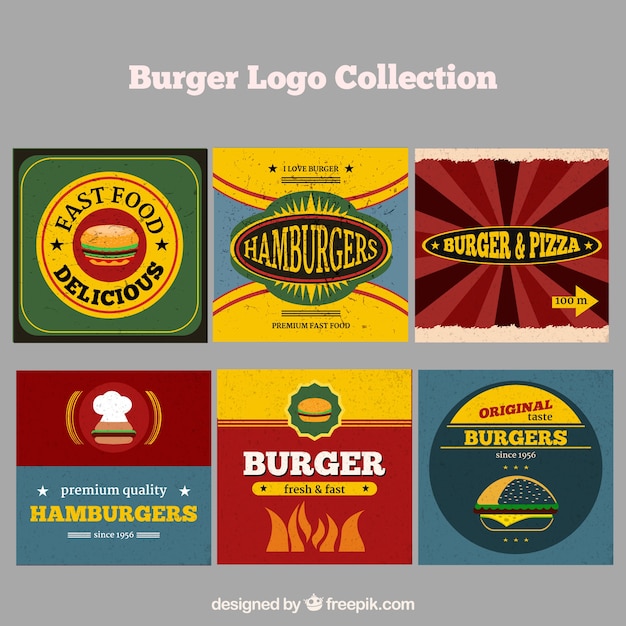 Kostenloser Vektor burger restaurant logo kollektion