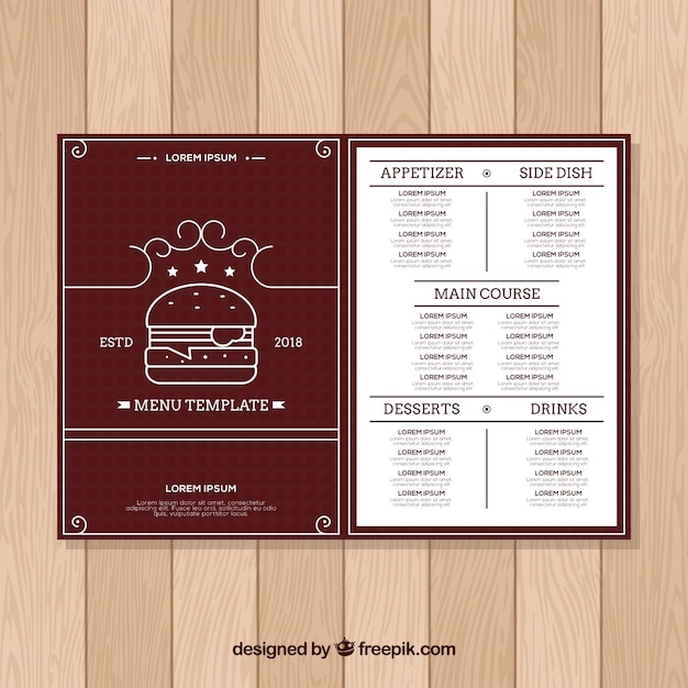 Kostenloser Vektor burgerhausmenüschablone im flachen design