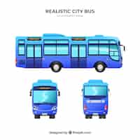 Kostenloser Vektor bus-set mit verschiedenen perspektiven