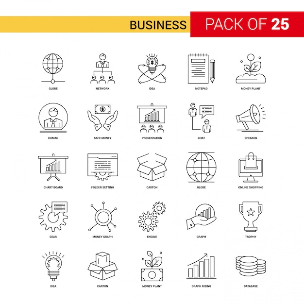 Business Black Line Icon - 25 Business Gliederung Icon Set