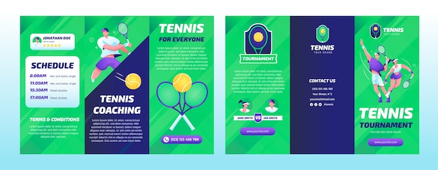 Kostenloser Vektor business-broschürenvorlage für tennissport und -aktivitäten