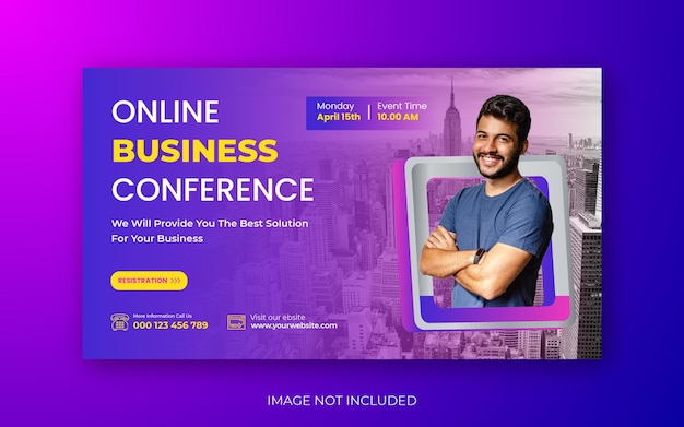 Business conference you tube thumbnail oder web-banner-vorlagen-design