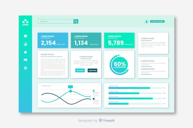 Kostenloser Vektor business dashboard-benutzeroberfläche