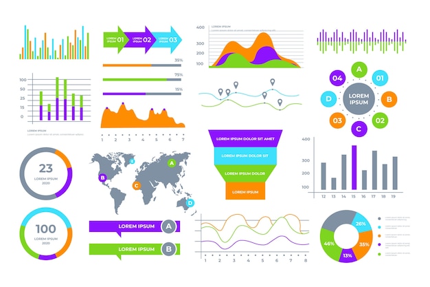 Kostenloser Vektor business dashboard elementsammlung