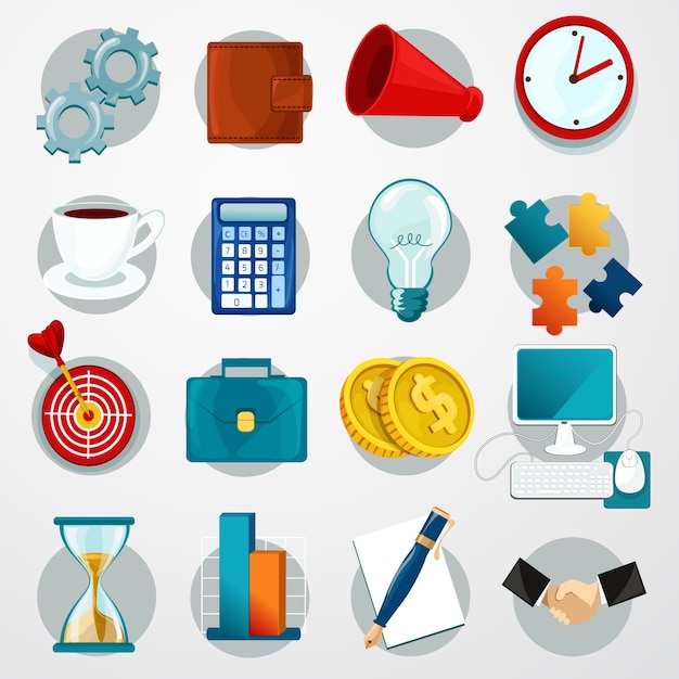 Business flache icons set