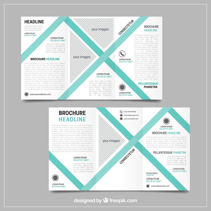 Kostenlose Vektor business-flyer vorlage mit geometrischen grünen linien