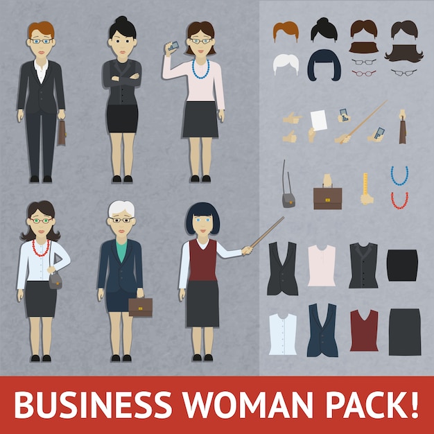 Kostenloser Vektor business-frau-pack