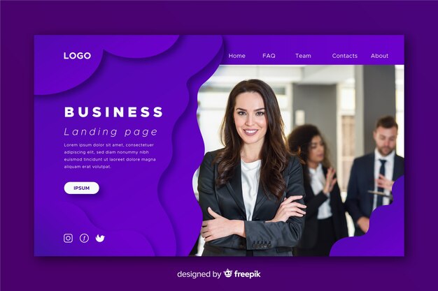 Business-Landingpage mit Foto