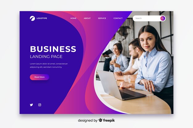 Business-Landingpage mit Foto